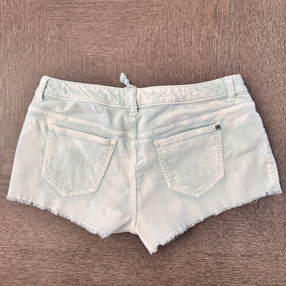 Victoria's Secret Boyfriend Short Corduroy Lace Up Blue Acid Wash Size 8 - Picture 2 of 13